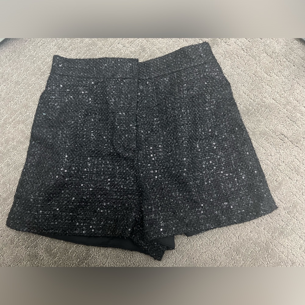 MAJE women black Sequinned tweed-style shorts, size FR36, brand new with tag